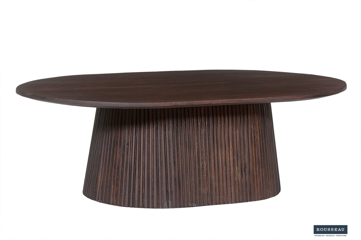 Salontafel Bilbao Ovaal 120 cm donkerbruin mangohout Japandi – foto 4