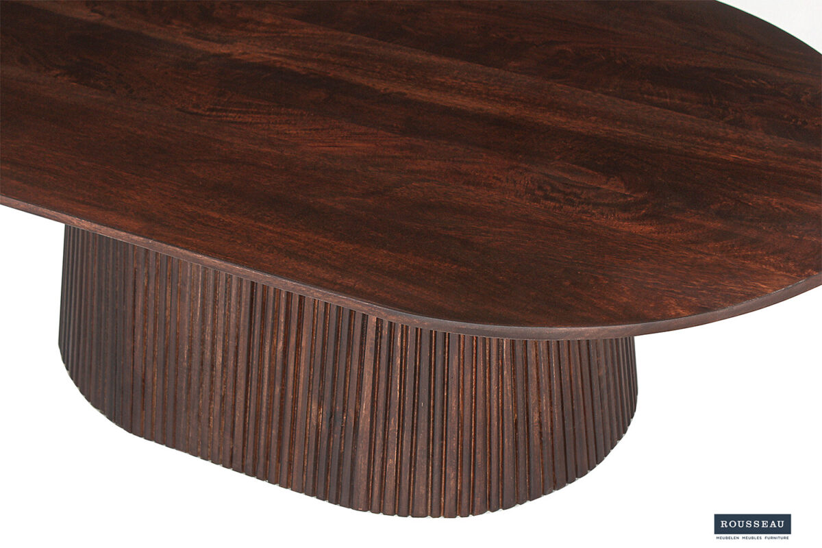 Salontafel Bilbao Ovaal 120 cm donkerbruin mangohout Japandi – foto 5