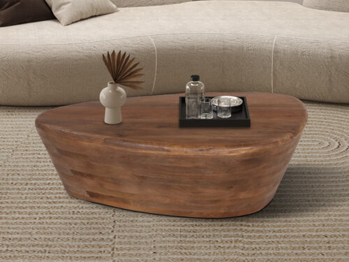 Salontafel Perth Organisch 107 cm lichtbruin mangohout Japandi