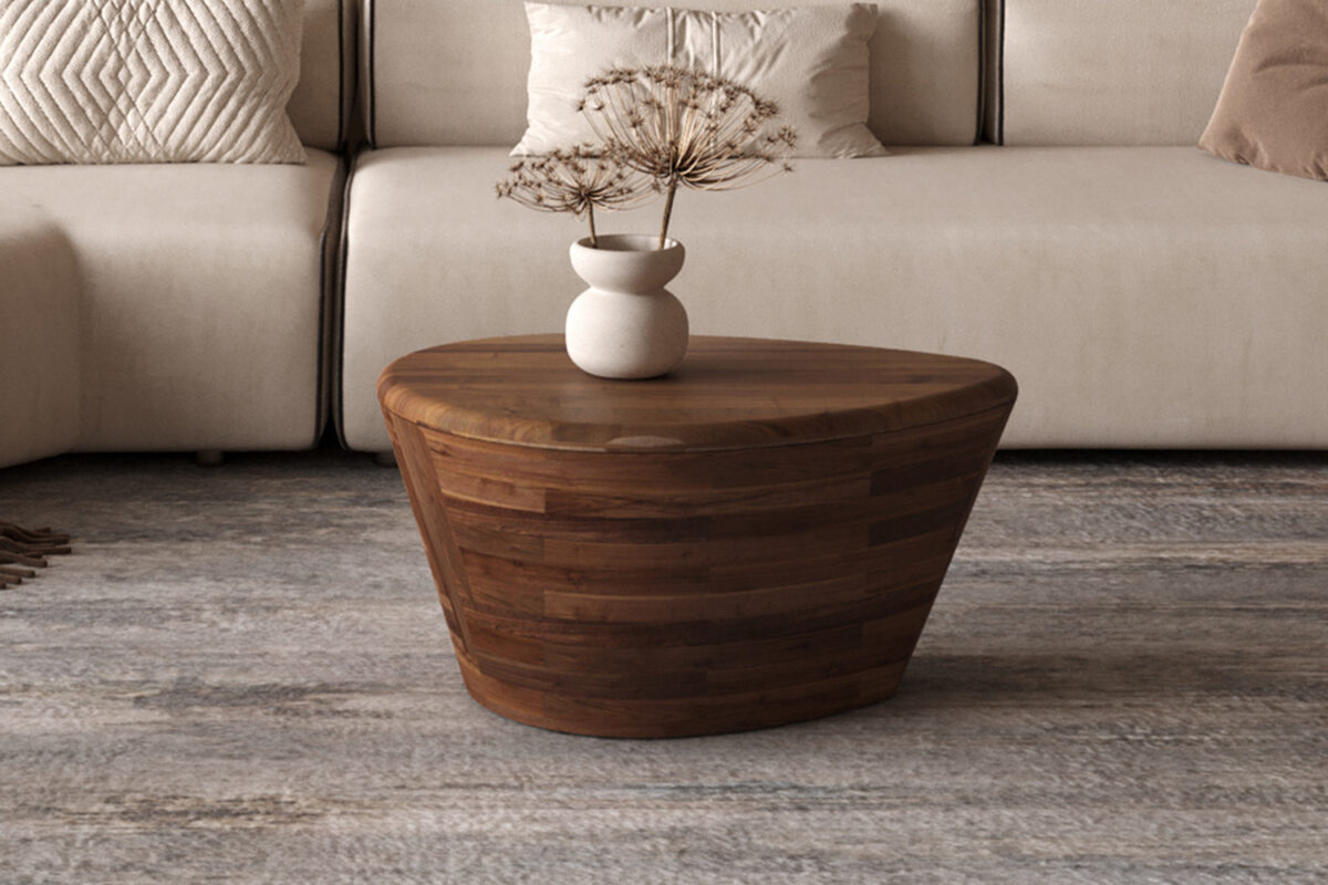 Salontafel Trento Organisch 70 cm lichtbruin mangohout Japandi