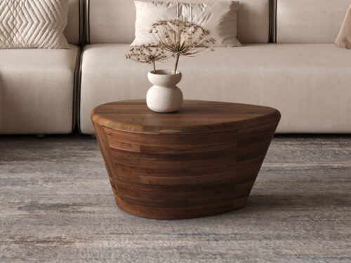 Salontafel Trento Organisch 70 cm lichtbruin mangohout Japandi