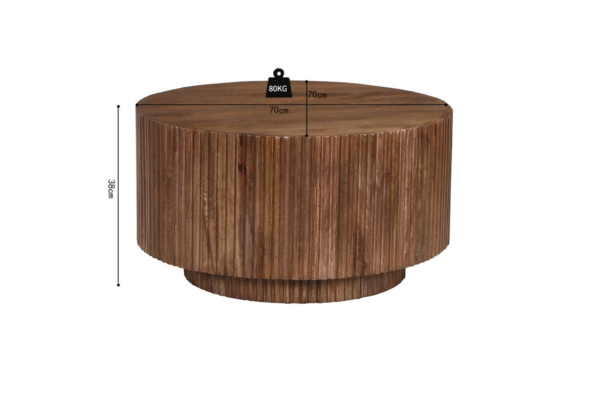 Salontafel Aspen Rond 70 cm lichtbruin mangohout Japandi – foto 6