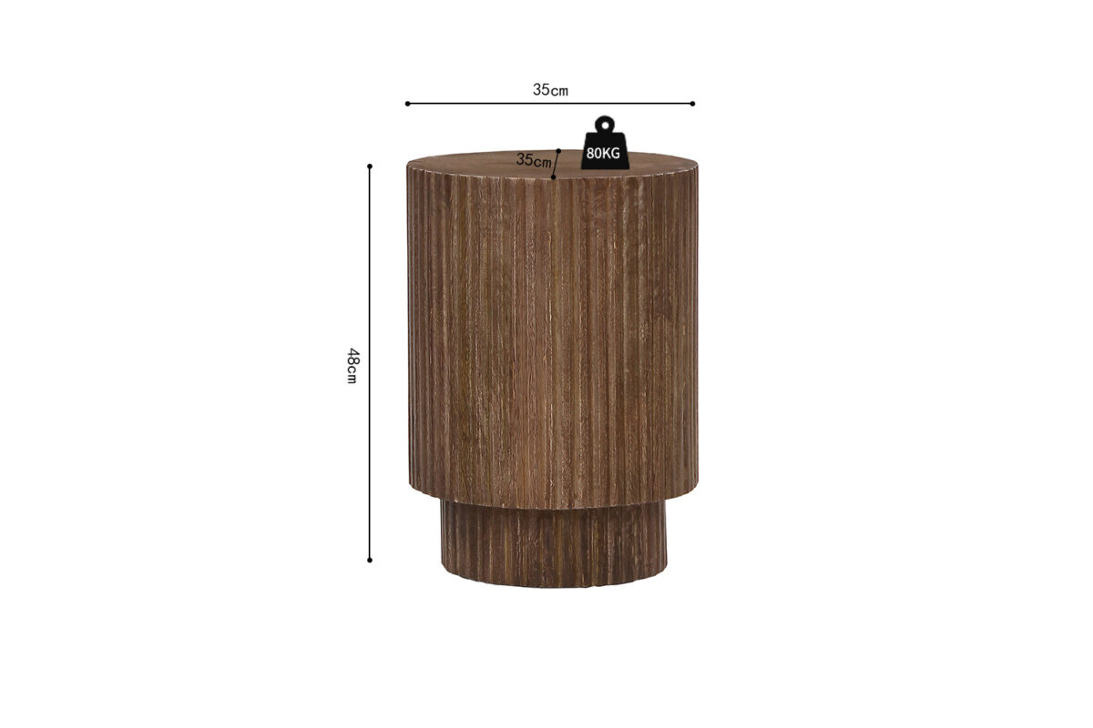 Bijzettafel Aspen Rond 35 cm lichtbruin mangohout Japandi – foto 7