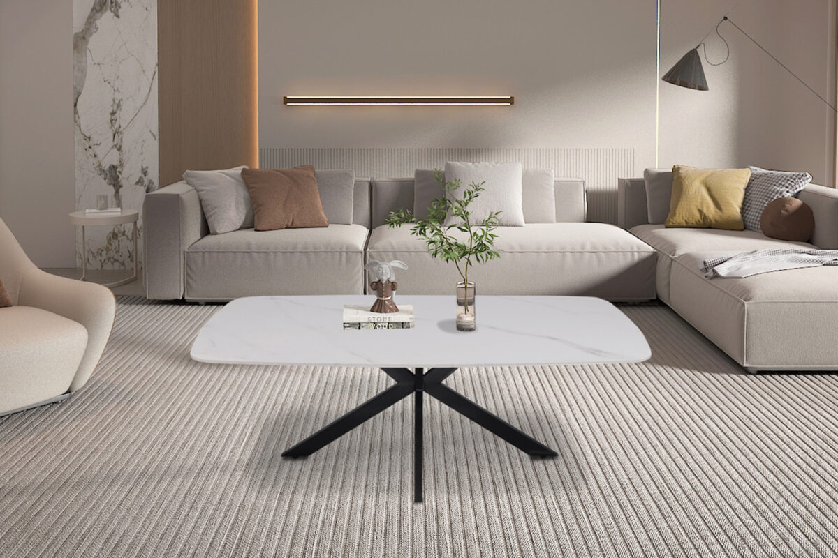 Salontafel Firenze Deens ovaal 130 cm steen wit Industrieel