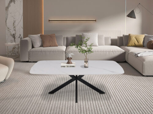 Salontafel Firenze Deens ovaal 130 cm steen wit Industrieel