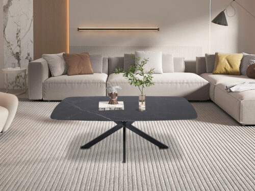 Salontafel Firenze Deens ovaal 130 cm steen zwart Industrieel