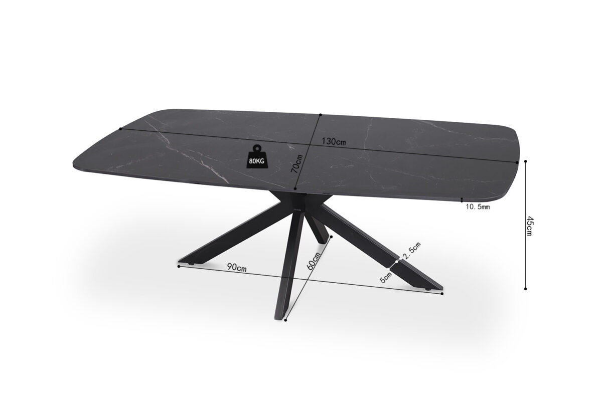 Salontafel Firenze Deens ovaal 130 cm steen zwart Industrieel – foto 7