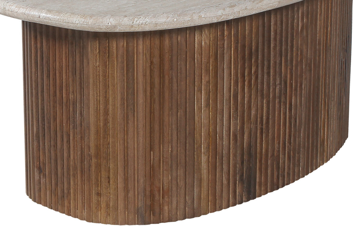 Salontafel Biarritz Ovaal 90 cm mangohout travertin Japandi – foto 7