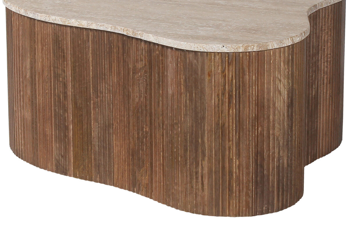 Salontafel Positano Organisch 83 cm mangohout travertin Japandi – foto 7