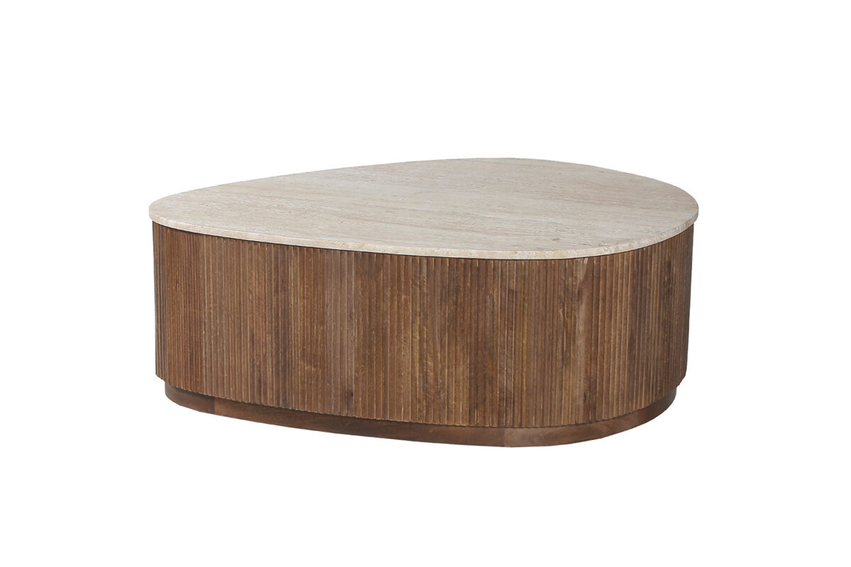 Salontafel Sintra 100 cm mangohout travertin Japandi – foto 3