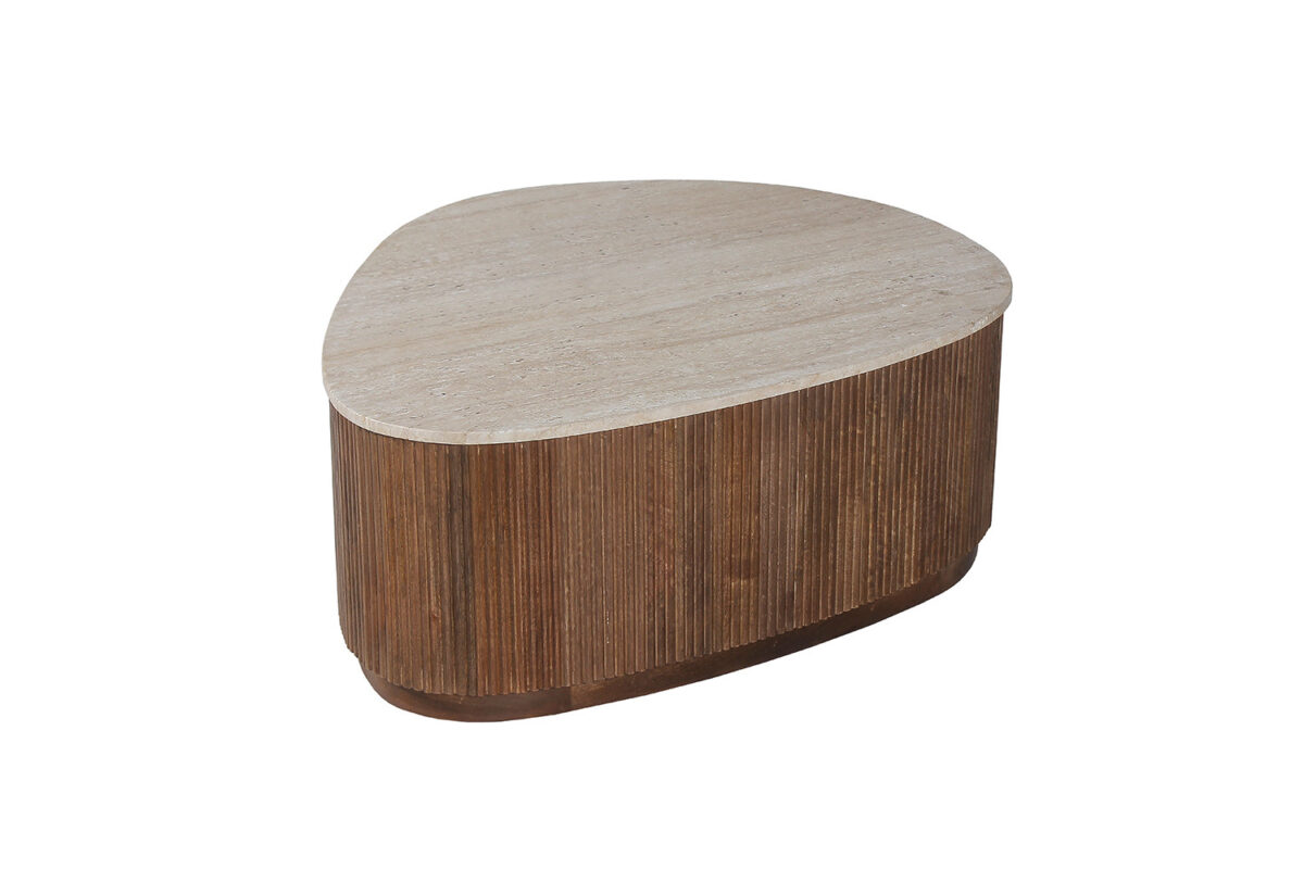 Salontafel Sintra 100 cm mangohout travertin Japandi – foto 4