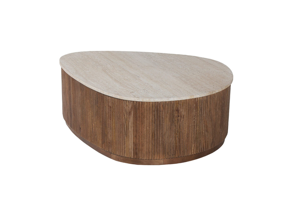 Salontafel Sintra 100 cm mangohout travertin Japandi – foto 5