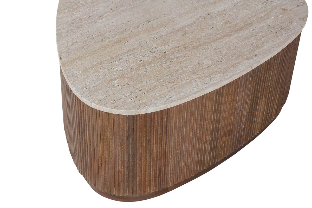 Salontafel Sintra 100 cm mangohout travertin Japandi – foto 6
