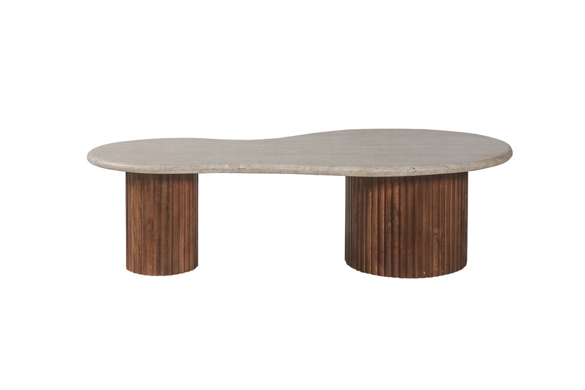 Salontafel Tulum 120 cm mangohout travertin Japandi – foto 3
