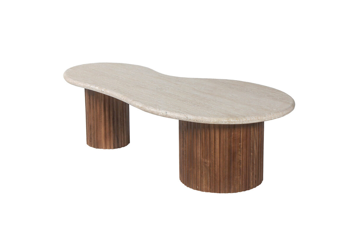 Salontafel Tulum 120 cm mangohout travertin Japandi – foto 4