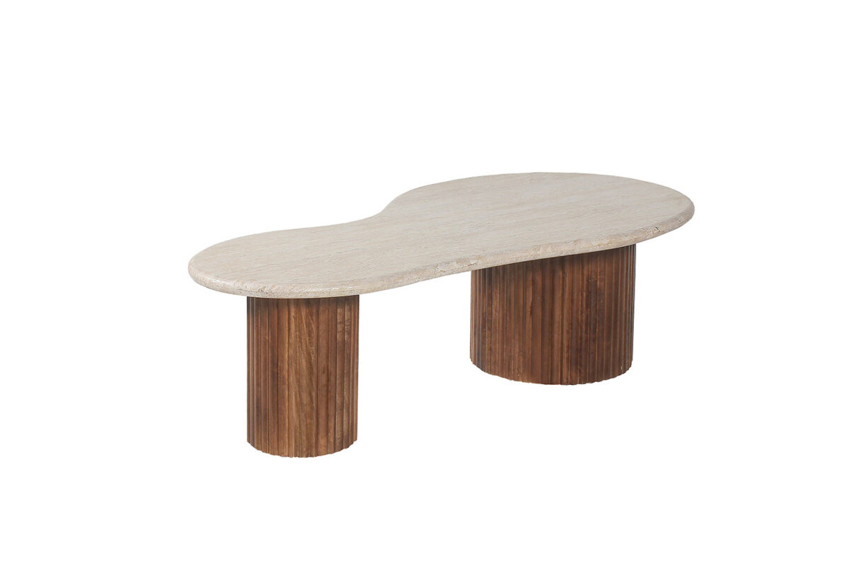 Salontafel Tulum 120 cm mangohout travertin Japandi – foto 5