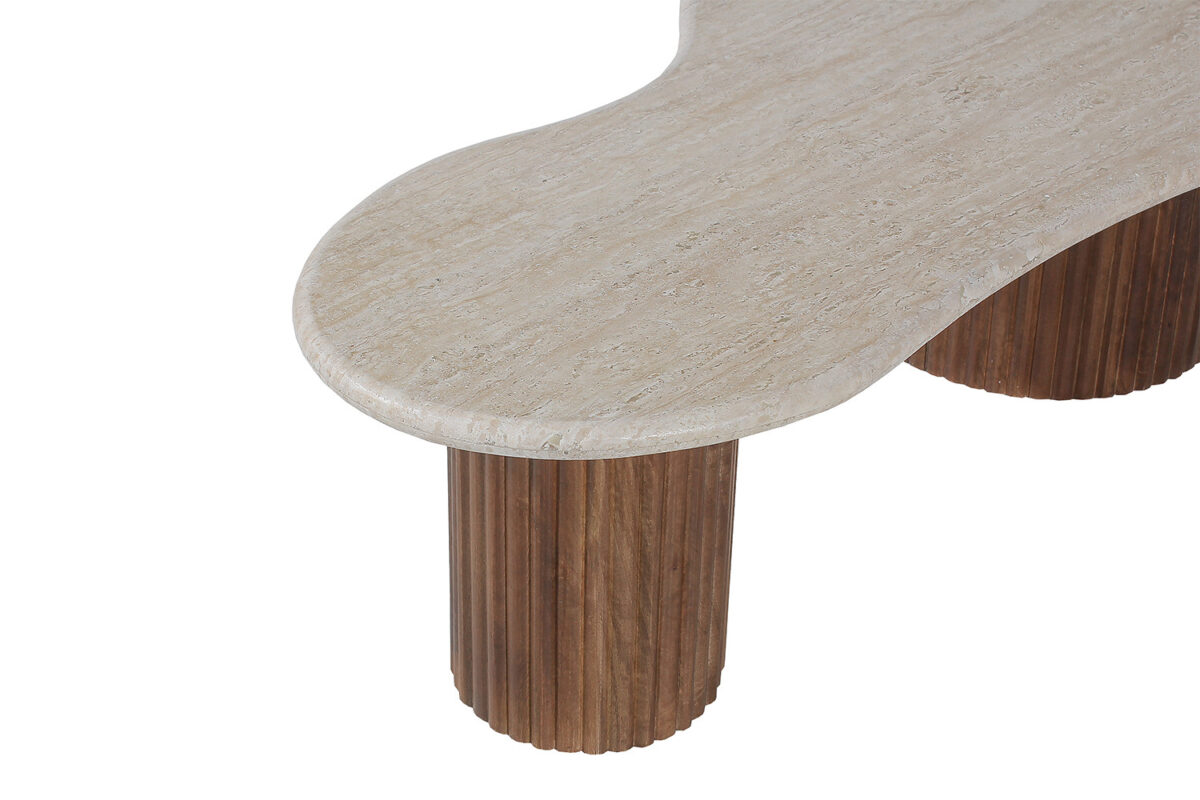 Salontafel Tulum 120 cm mangohout travertin Japandi – foto 6