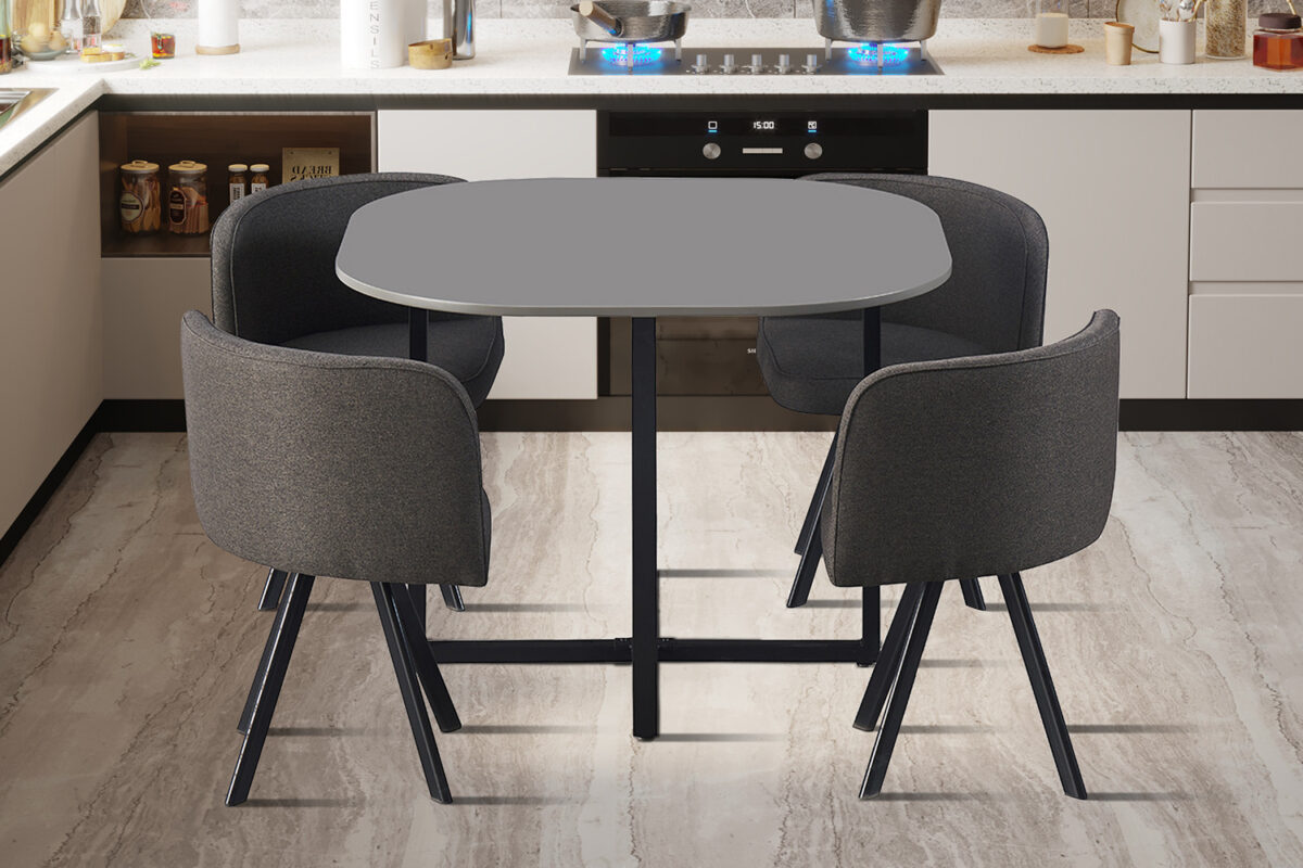 Tafelset Eindhoven Met 4 stoelen grijs