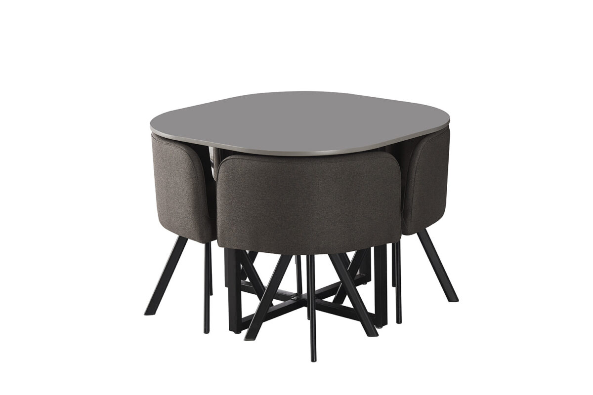Tafelset Eindhoven Met 4 stoelen grijs – foto 4