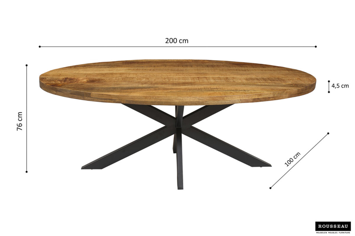 Eettafel Sedona Ovaal 200 cm mangohout Industrieel – foto 4