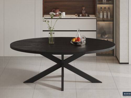 Eettafel Sedona Ovaal 200 cm zwart mangohout Industrieel