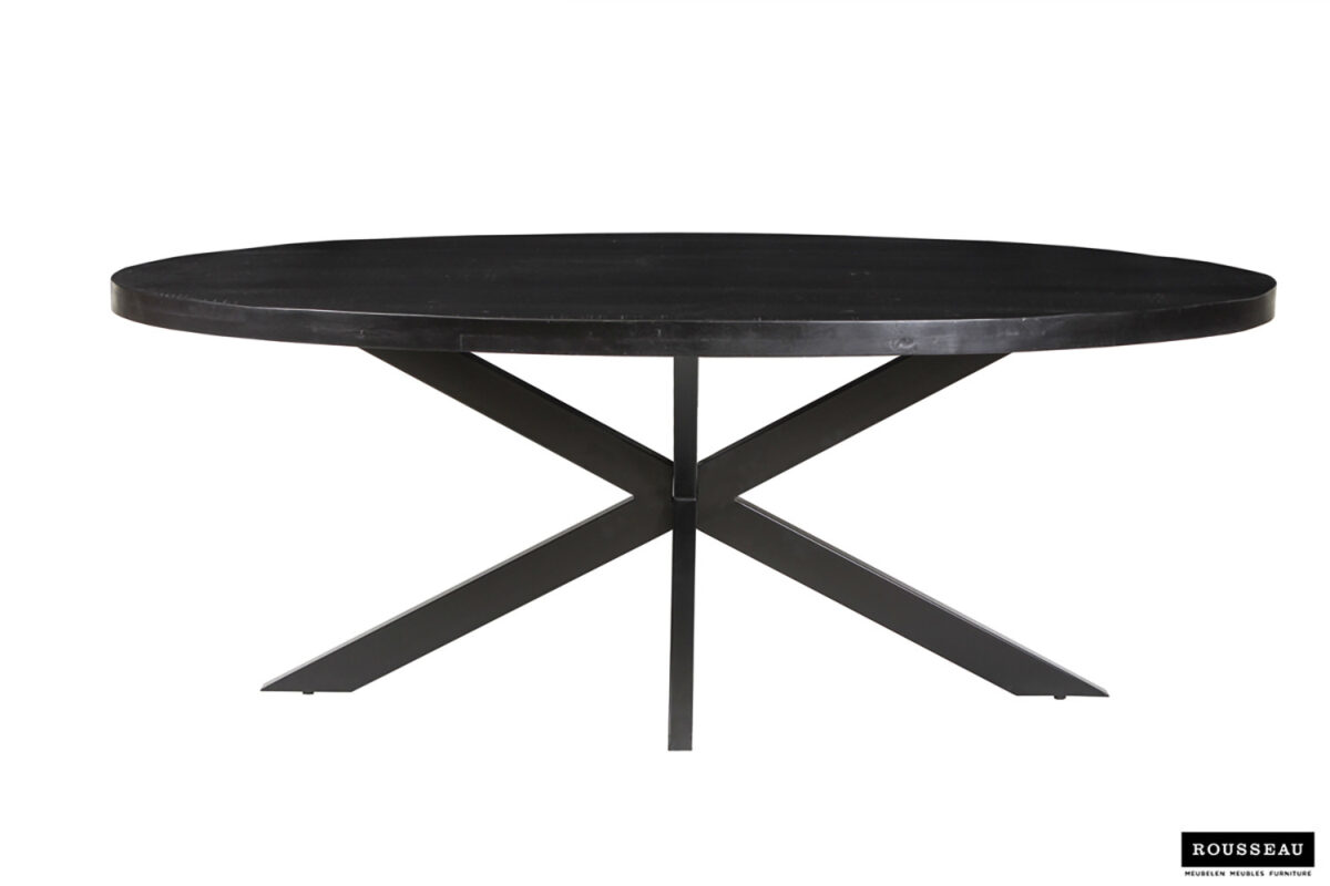 Eettafel Sedona Ovaal 200 cm zwart mangohout Industrieel – foto 2