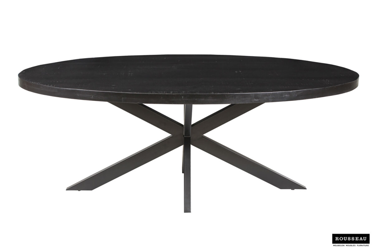 Eettafel Sedona Ovaal 200 cm zwart mangohout Industrieel – foto 3