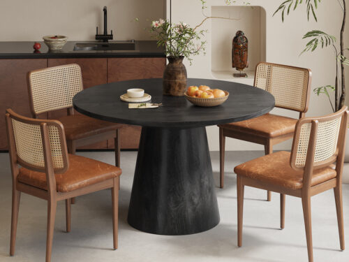 Eettafel Austin Rond 130 cm zwart mangohout Landelijk