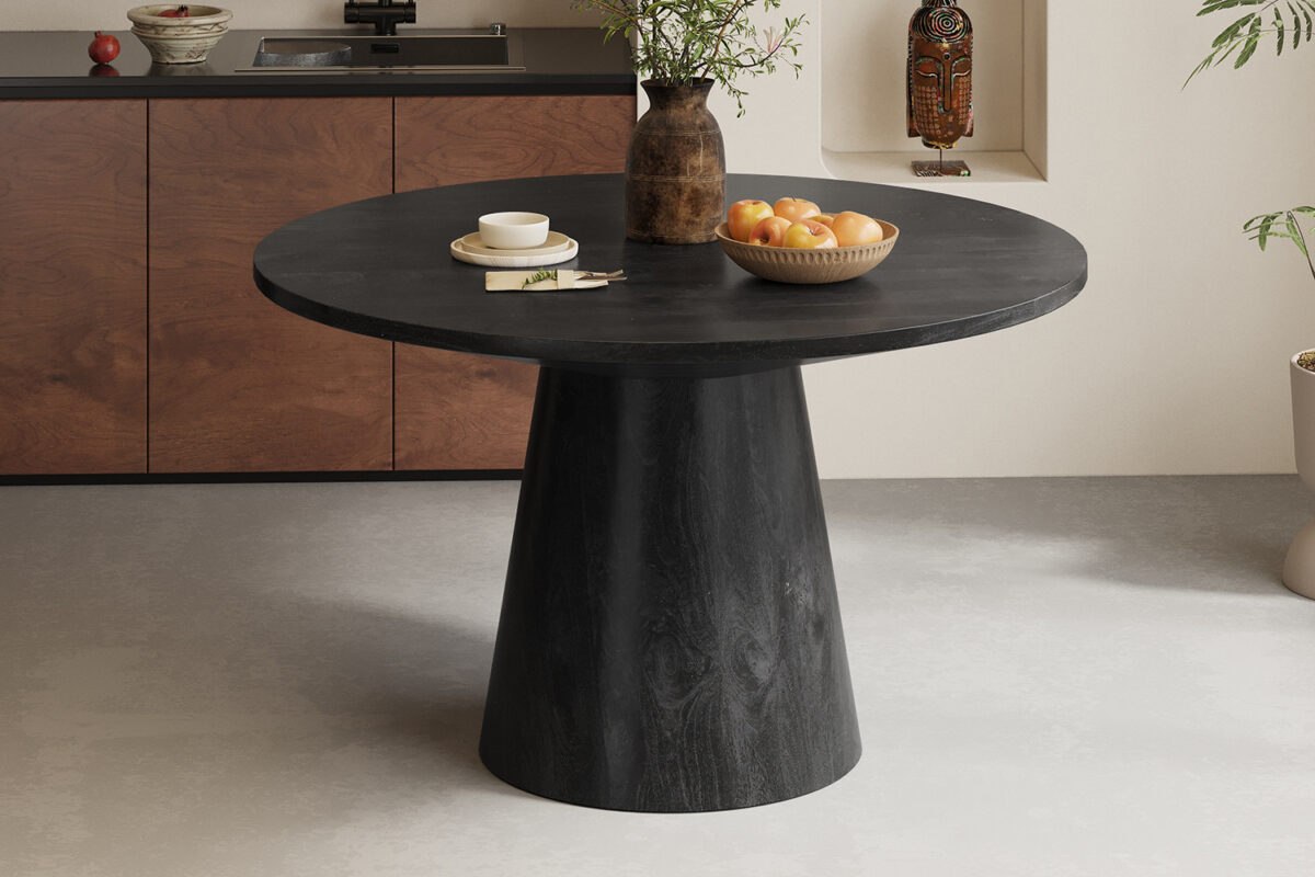 Eettafel Austin Rond 130 cm zwart mangohout Landelijk – foto 2
