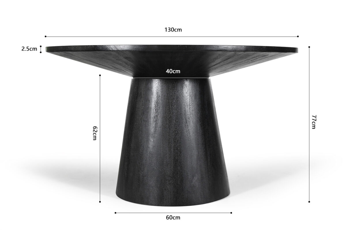 Eettafel Austin Rond 130 cm zwart mangohout Landelijk – foto 8