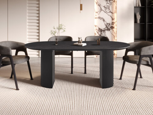 Eettafel Mykonos Ovaal 200 cm donkerbruin Japandi
