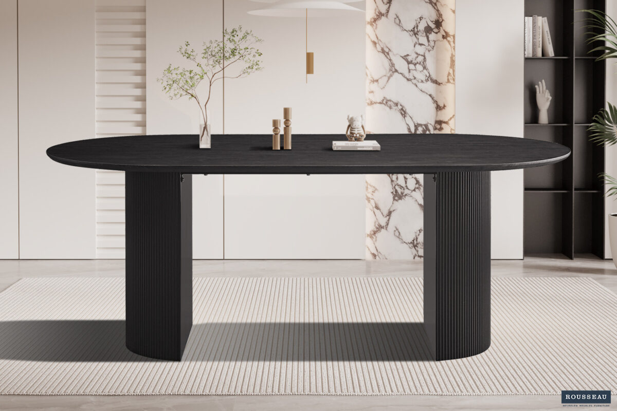 Eettafel Mykonos Ovaal 200 cm donkerbruin Japandi – foto 2