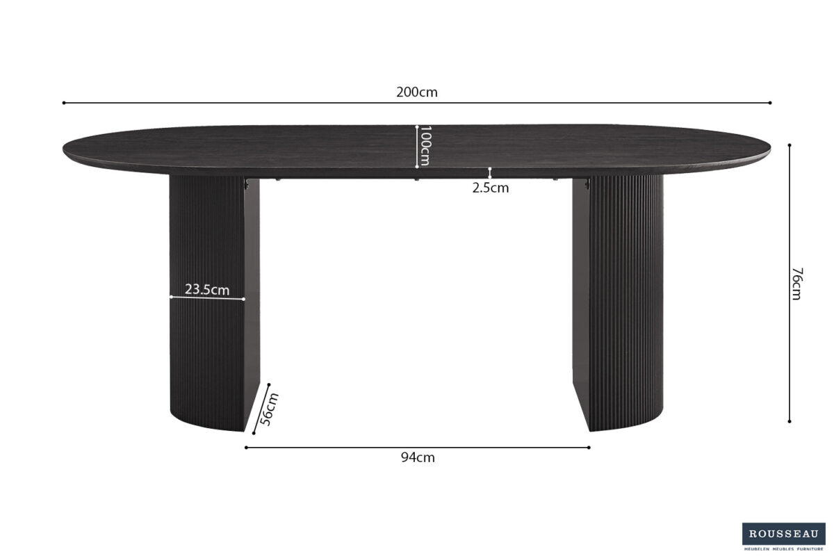 Eettafel Mykonos Ovaal 200 cm donkerbruin Japandi – foto 7