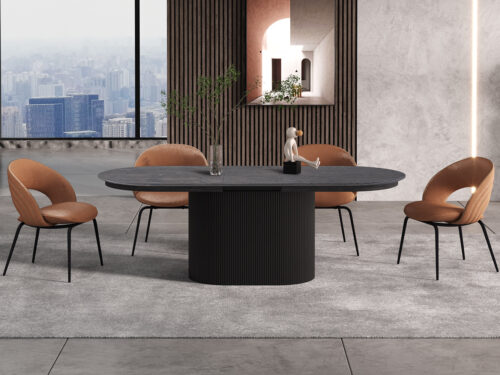 Uitschuifbare eettafel Mykonos Ovaal 180-220 cm donkerbruin