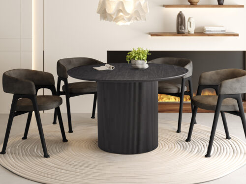 Eettafel Mykonos Rond 120 cm donkerbruin Japandi