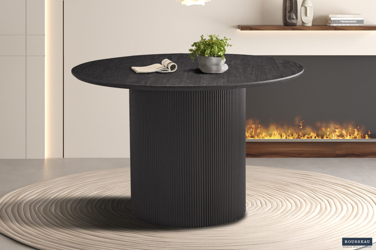 Eettafel Mykonos Rond 120 cm donkerbruin Japandi – foto 2