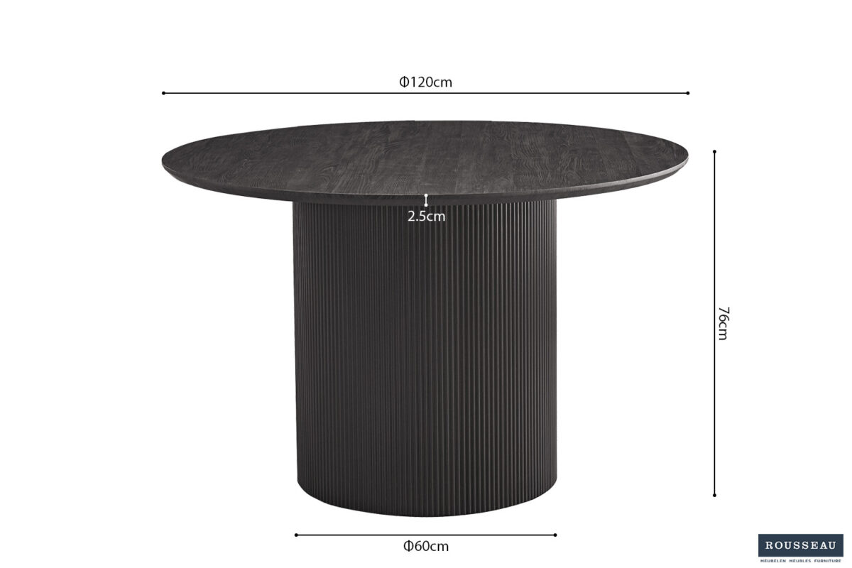 Eettafel Mykonos Rond 120 cm donkerbruin Japandi – foto 6