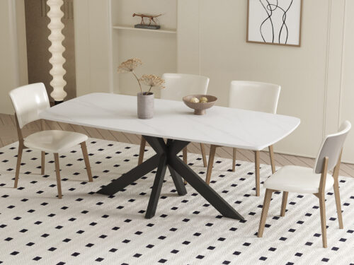 Eettafel Firenze Deens ovaal 180 cm steen wit Industrieel