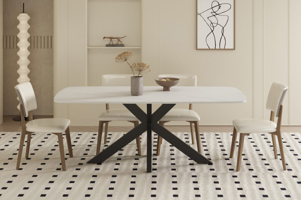 Eettafel Firenze Deens ovaal 180 cm steen wit Industrieel – foto 2
