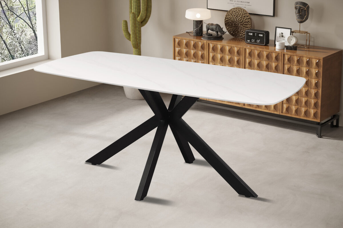 Eettafel Firenze Deens ovaal 180 cm steen wit Industrieel – foto 3