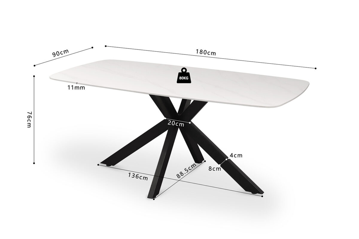 Eettafel Firenze Deens ovaal 180 cm steen wit Industrieel – foto 8