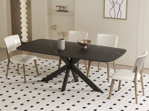 Eettafel Firenze Deens ovaal 180 cm steen zwart Industrieel