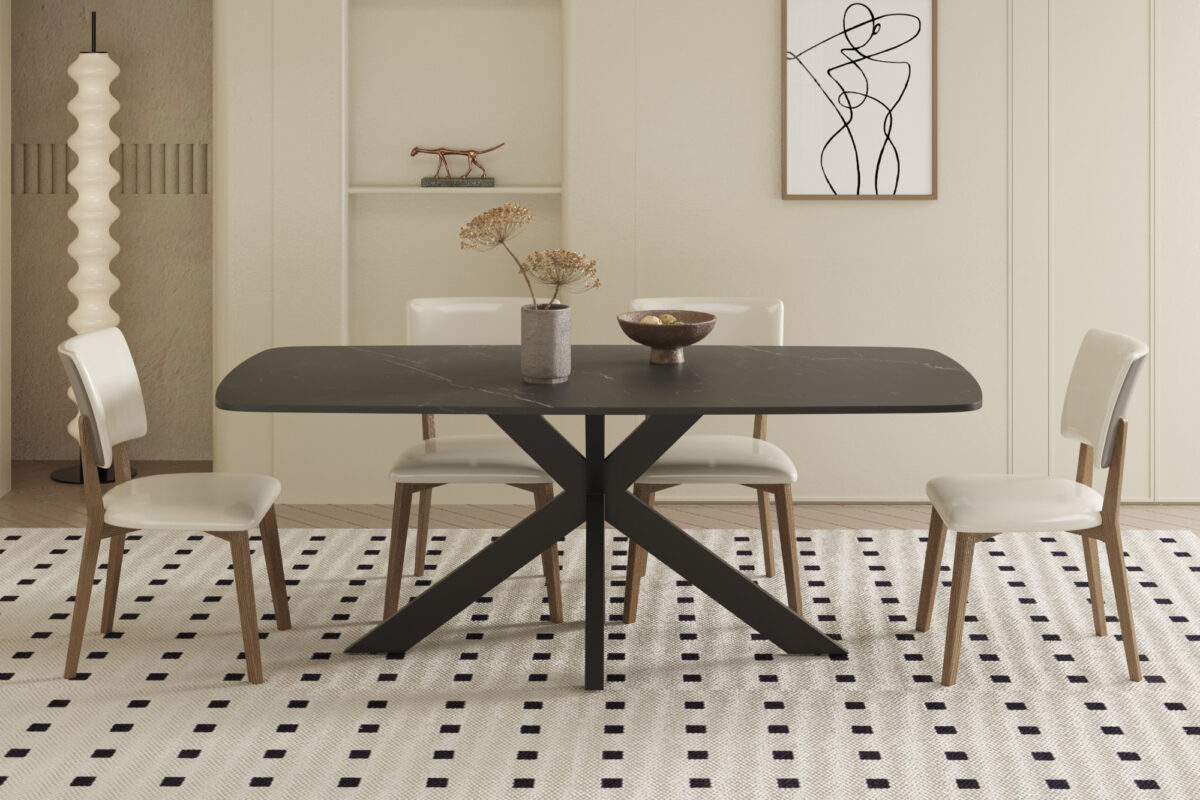 Eettafel Firenze Deens ovaal 180 cm steen zwart Industrieel – foto 2