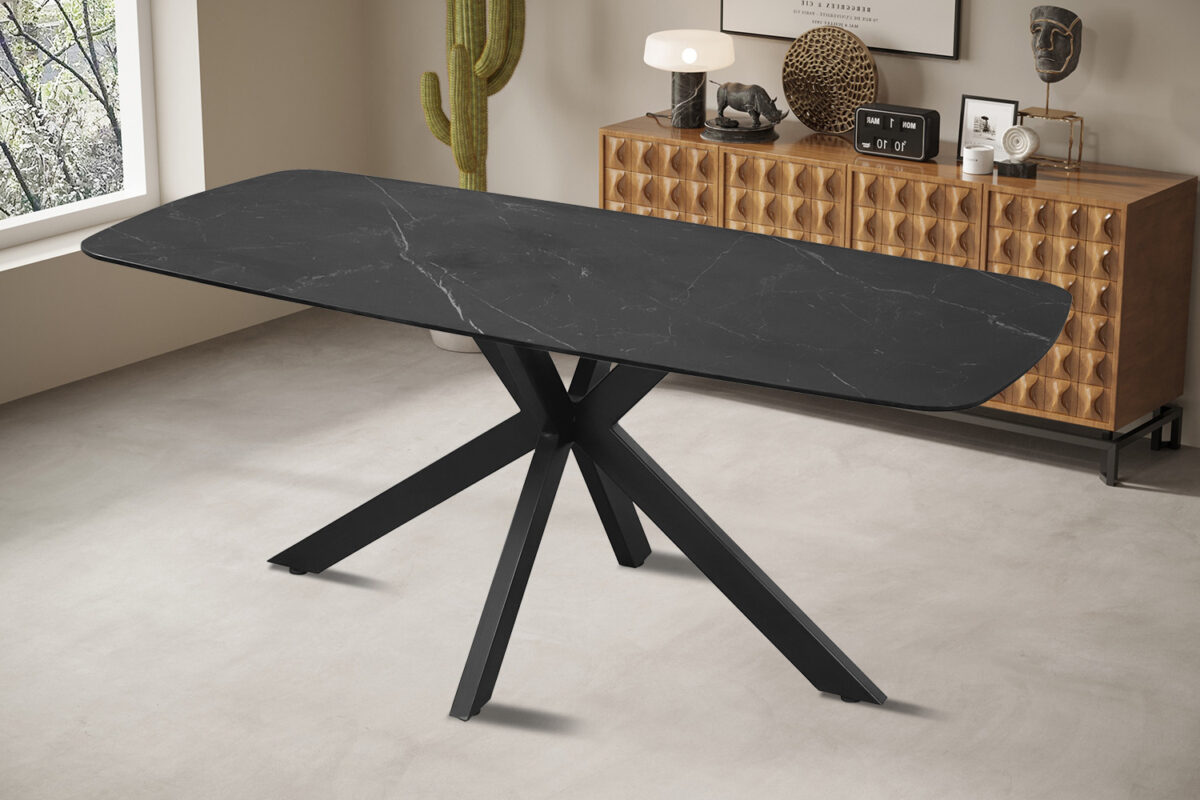 Eettafel Firenze Deens ovaal 180 cm steen zwart Industrieel – foto 3
