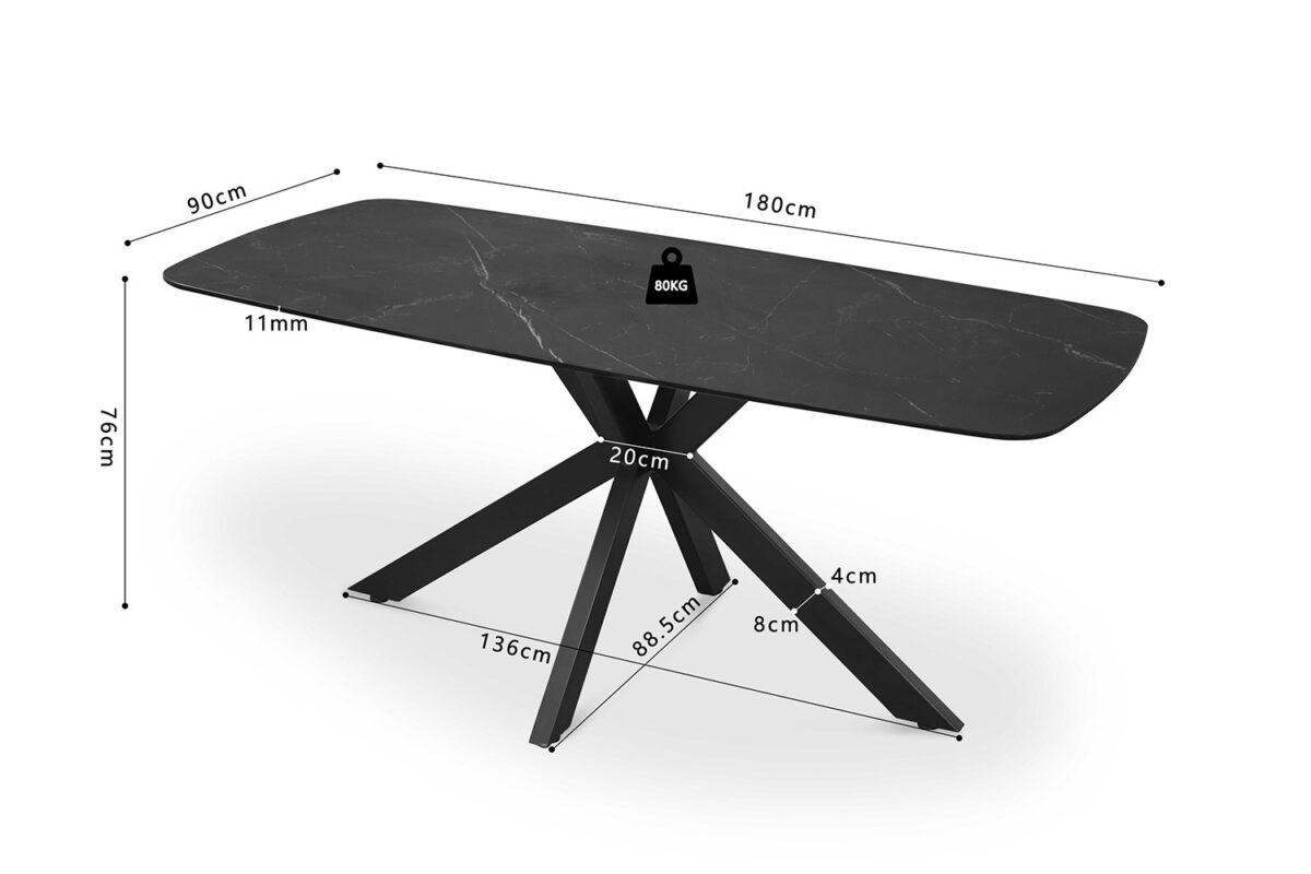 Eettafel Firenze Deens ovaal 180 cm steen zwart Industrieel – foto 7