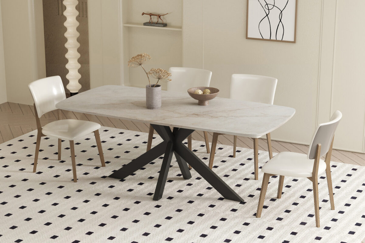 Eettafel Firenze Deens ovaal 180 cm steen beige Industrieel