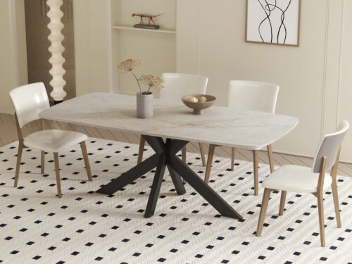 Eettafel Firenze Deens ovaal 180 cm steen beige Industrieel