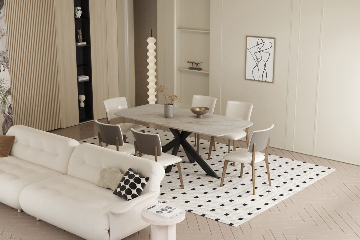 Eettafel Firenze Deens ovaal 180 cm steen beige Industrieel – foto 2