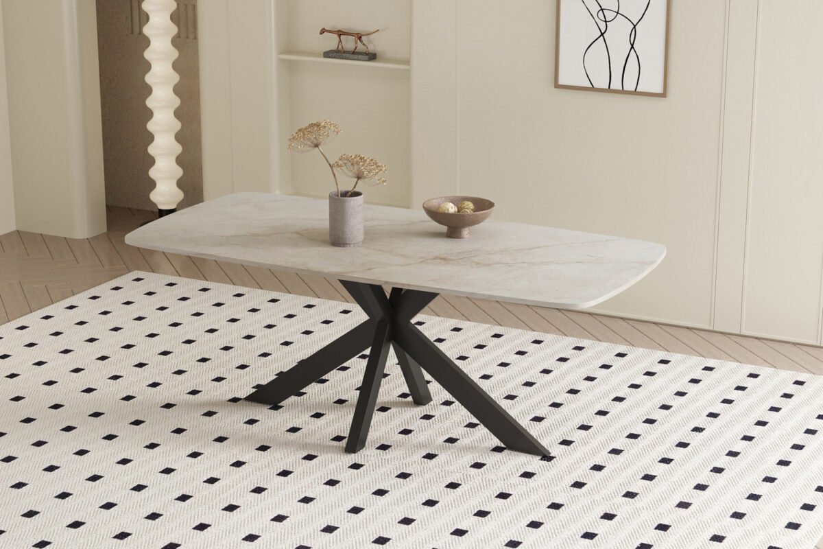 Eettafel Firenze Deens ovaal 180 cm steen beige Industrieel – foto 3