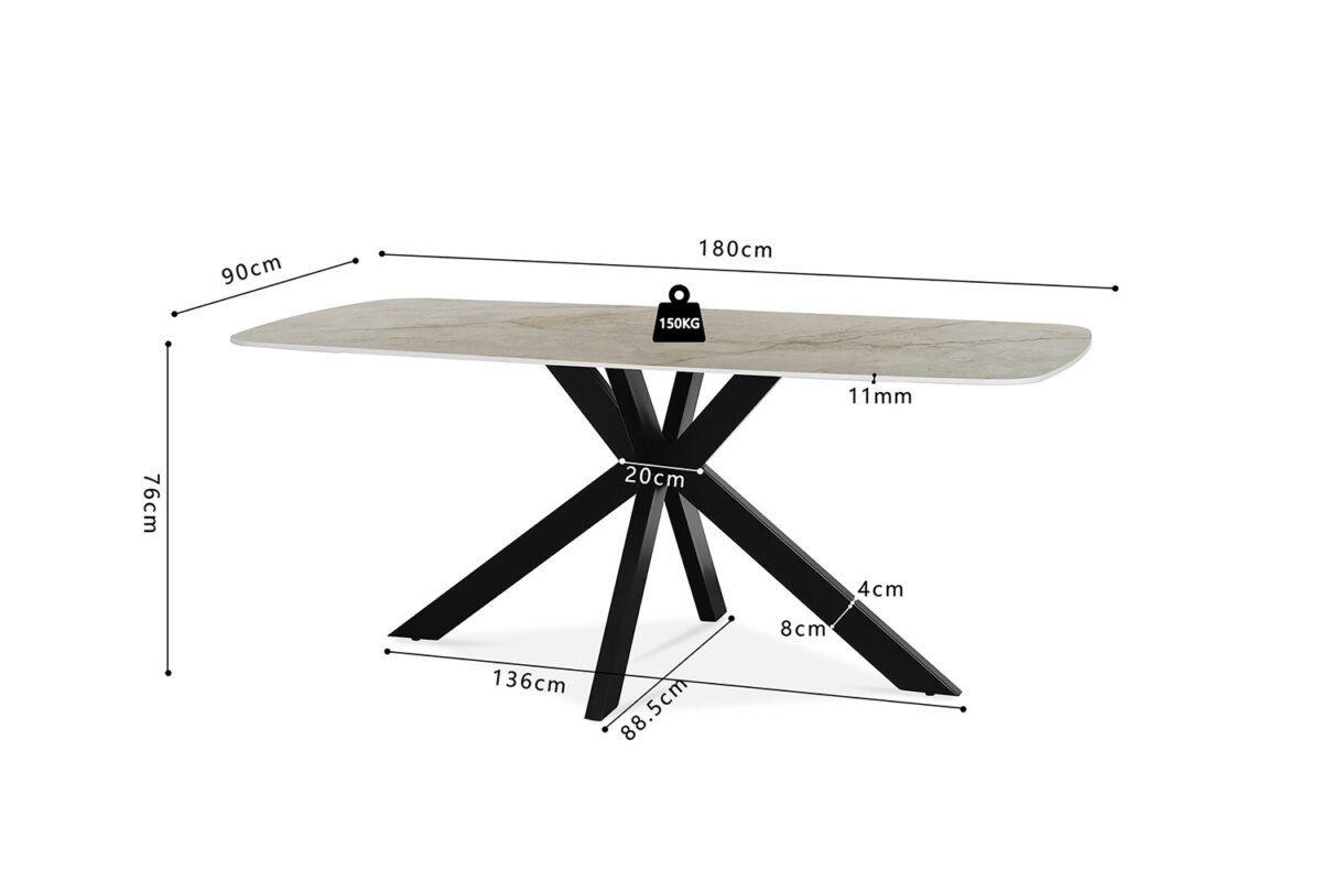 Eettafel Firenze Deens ovaal 180 cm steen beige Industrieel – foto 10